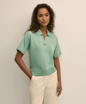 Supima ® Cotton Johnny Collar Pullover Sweater
