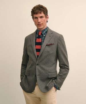 Classic Fit Cotton Blend Herringbone Knit Sport Coat
