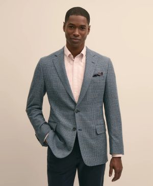 Classic Fit Wool-Cotton Blend Hopsack Houndstooth Sport Coat