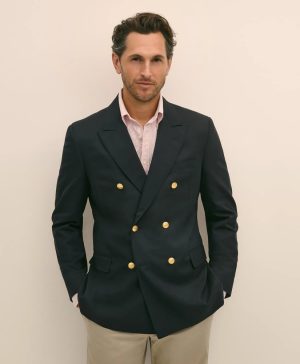 Classic Fit Stretch Wool Double-Breasted 1818 Blazer