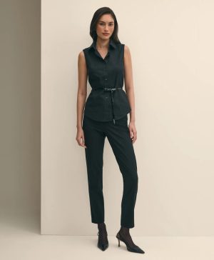The Essentials Brooks Brothers Stretch Wool Slim Crop Pants