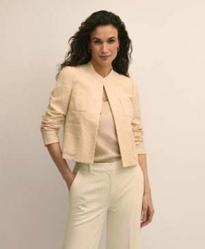 Linen-Cotton Blend Sequin Jacket