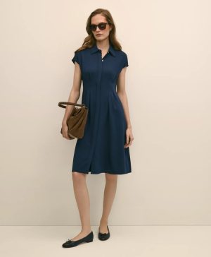 A-Line Pleated Shirt Dress