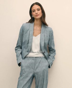 Shawl Collar Jacket in Stretch Linen Blend