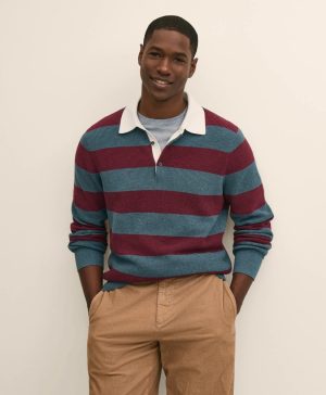 Supima ® Cotton Waffle-Stitch Rugby Sweater