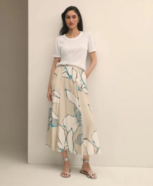 Flare Midi Skirt In Abstract Print