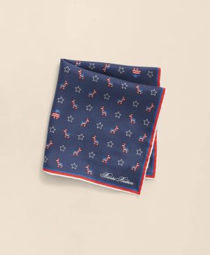 Donkey Motif Silk Pocket Square
