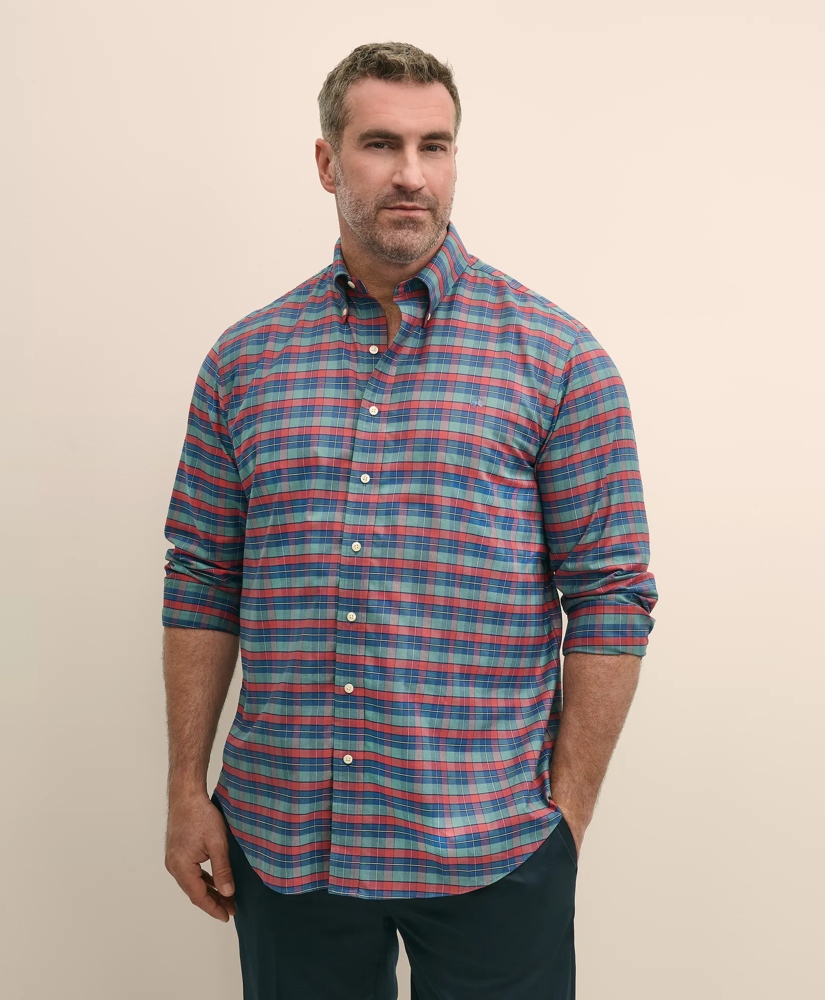 a5df6bb5_BIG__TALL_STRETCH_COTTON_NON_IRON_OXFORD_POLO_BUTTON_DOWN_COLLAR_TARTAN_SHIRT_GREEN-1