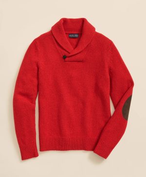 Merino Wool Polo Shawl Collar Sweater