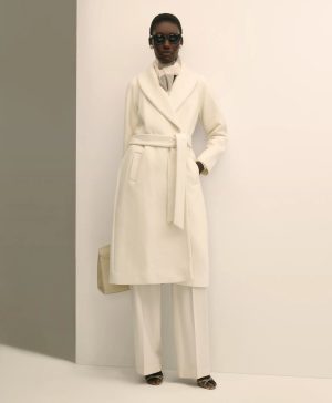 Wool Blend Shawl-Collar Wrap Coat