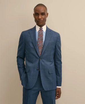 Brooks Brothers Explorer Collection Slim Fit Wool Overcheck Suit Jacket