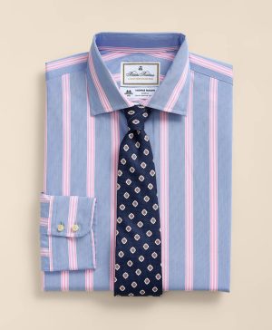 Brooks Brothers X Thomas Mason ® Cotton Poplin English Collar, Bold Stripe Dress Shirt