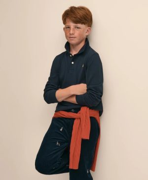 Boys Cotton Long-Sleeve Pique Polo