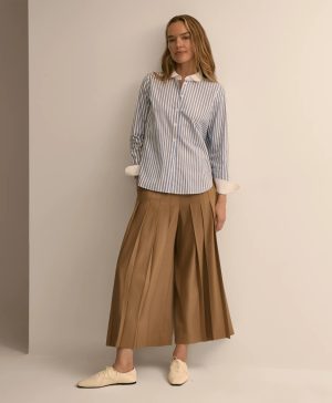 Cotton-Blend Stripe Contrast-Collar Shirt