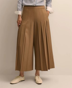 Wool-Blend Pleated Culottes