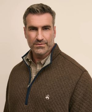 Big & Tall Cotton Blend Diamond-Quilted Quarter-Zip