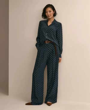 Relaxed Drop-Shoulder Foulard Blouse