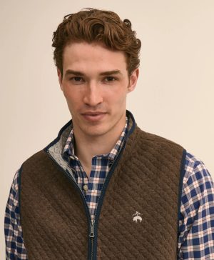 Cotton Blend Diamond-Quilted Vest