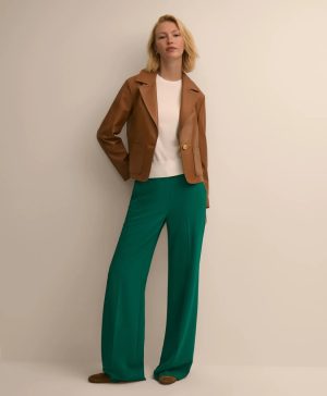 Leather Cropped Tailored Jacket
