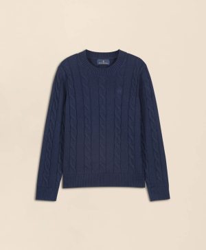 Boys Cotton Cable Crewneck Sweater