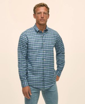 Stretch Non-Iron Oxford Button-Down Collar, Tartan Sport Shirt