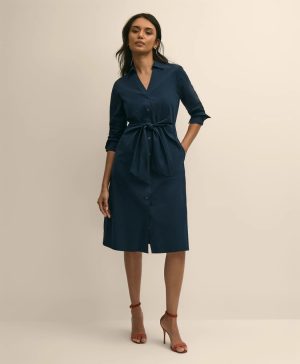 Supima ® Cotton Tie-Waist Shirt Dress