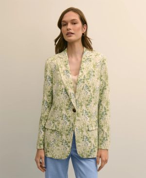 Crepe Botanical Print Jacket