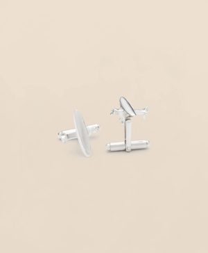 Sterling Silver Rhodium-Plated Airplane Cufflinks