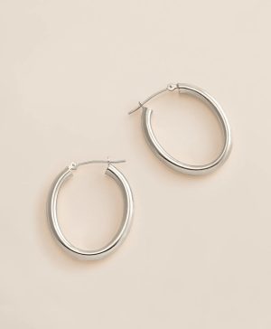 14k White Gold Small Hoop Earrings