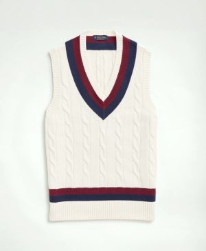 Vintage-Inspired Tennis V-Neck Vest in Supima ® Cotton