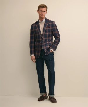 Classic Fit Linen-Silk-Cotton Check 1818 Sport Coat