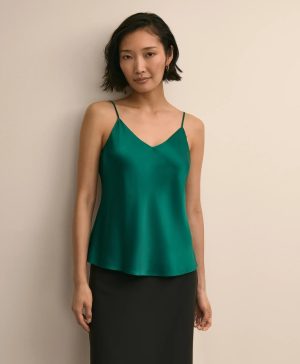 V-Neck Cami in Washable Silk Charmeuse