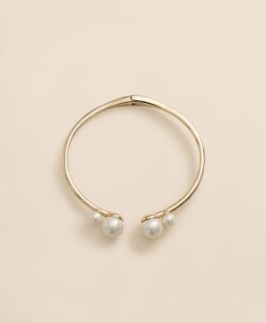 Gold-Tone Faux-Pearl Bangle