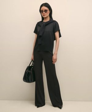 High-Waisted, Elastic Back Matte Jersey Pants