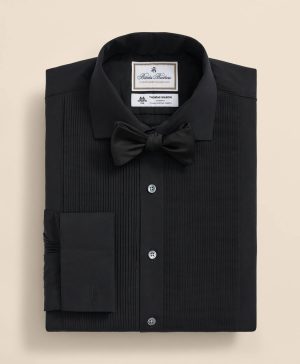 Brooks Brothers X Thomas Mason ® Cotton English Collar, Swiss Pleat Front Tuxedo Shirt