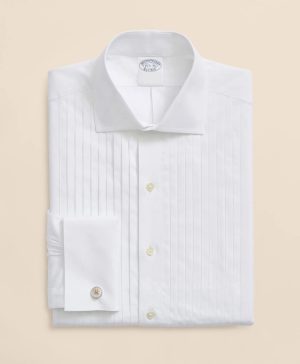 Stretch Cotton Broadcloth English Collar, 10-Pleat Tuxedo Shirt