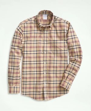Stretch Supima ® Cotton Non-Iron Twill Polo Button Down Collar, Tartan Shirt