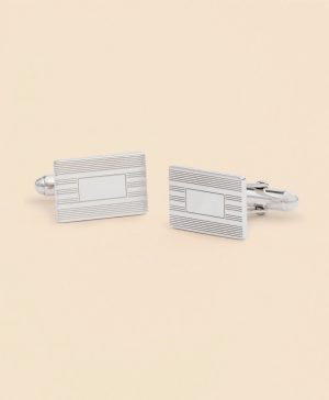 Sterling Silver Engravable Rhodium-Plated Cufflinks