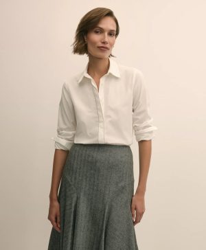 Supima ® Cotton Beaded-Trim Poplin Shirt