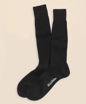 Egyptian Cotton Ribbed Crew Socks