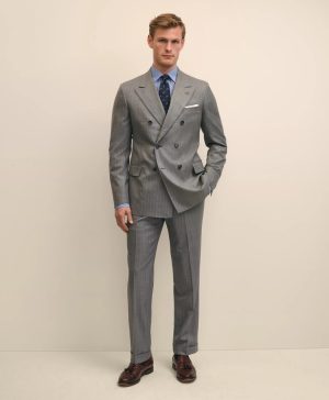 Classic Fit Double-Breasted Wool Pinstripe 1818 Suit