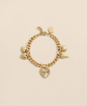 Gold-Toned Heart Charm Bracelet