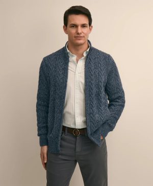 Supima ® Cotton Full-Zip Cable Sweater