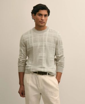 Supima ® Cotton Jacquard Plaid Sweater
