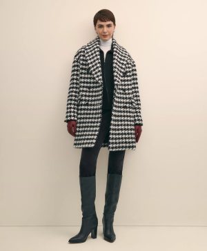Oversized Wool Houndstooth Coat