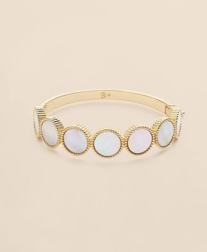 Gold-Tone Mother-Of-Pearl Bangle Bracelet