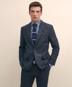 Slim Fit Check Suit Jacket in Brushed-Cotton