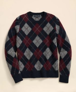 Brushed Wool Argyle Sweater