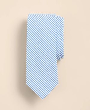 Cotton Seersucker Stripe Tie