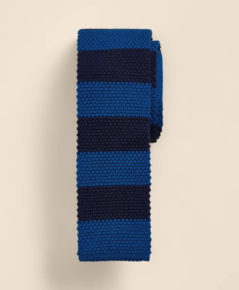 Wool Rugby-Stripe Knit Tie
